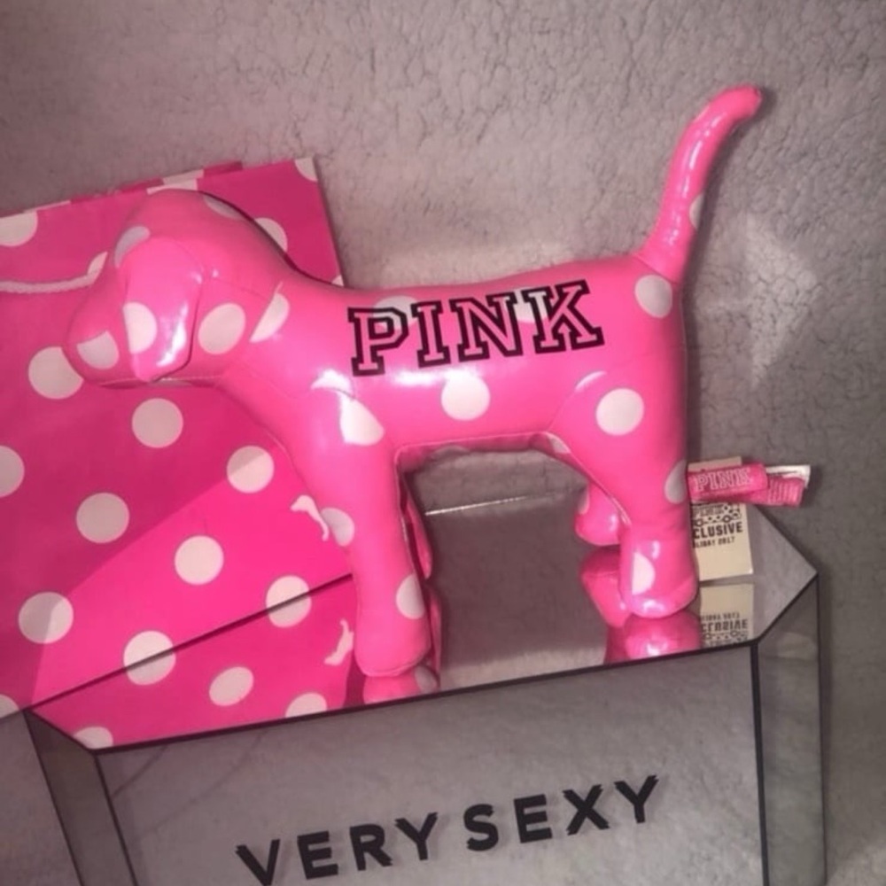 Rare Victoria’s Secret Pink Large Pup Dog Pink Polka Dot Dog